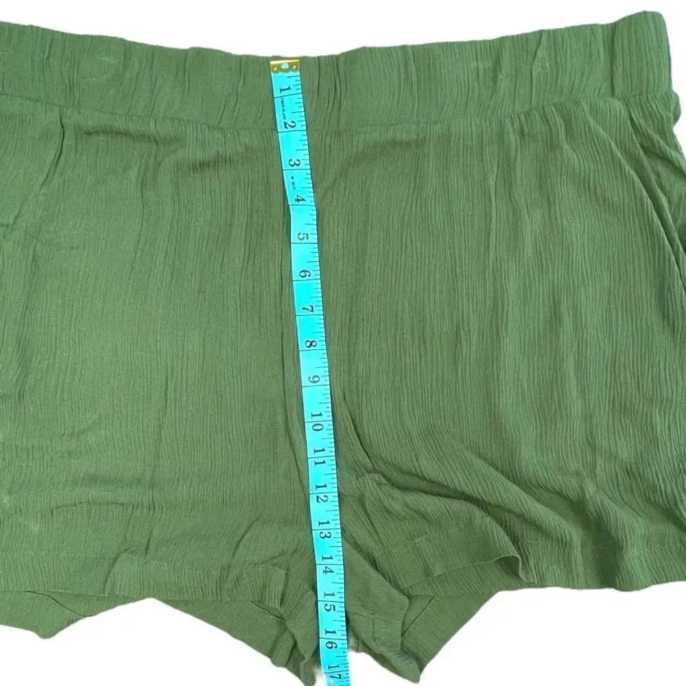 Abound Women's Olive Green Elastic Waist Crepe Lightweight Shorts Size 2X NWT